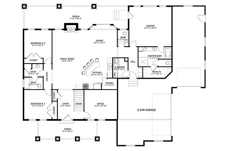 Arts & Crafts House Plan First Floor - Olney Craftsman Home 172D-0060 | House Plans and More