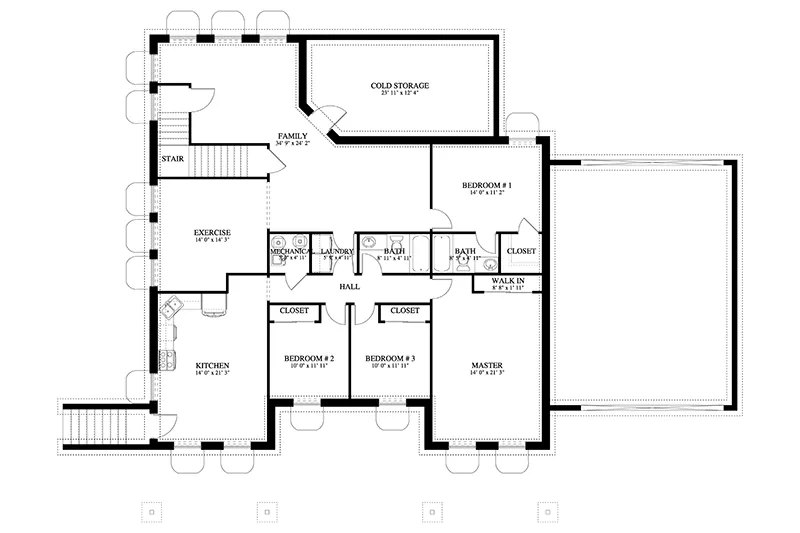 Ranch House Plan Basement Floor - 172D-0067 | House Plans and More