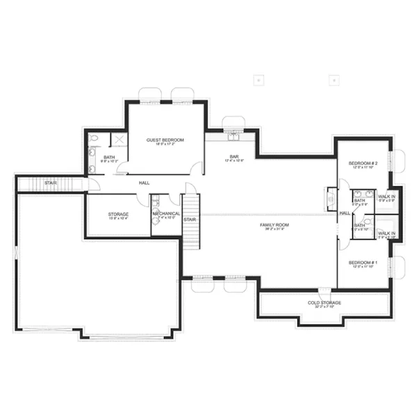 Craftsman House Plan Basement Floor - Meadows Ranch Home 172D-0070 | House Plans and More