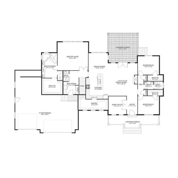 Craftsman House Plan First Floor - Meadows Ranch Home 172D-0070 | House Plans and More