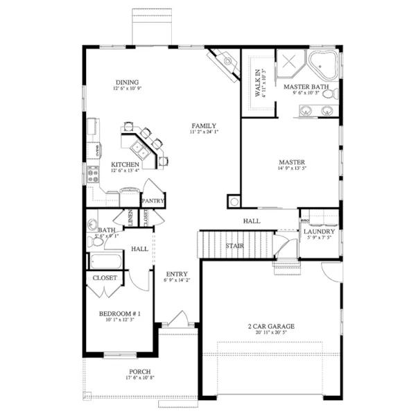 Ranch House Plan First Floor - Merideth Ranch Home 172D-0079 | House Plans and More