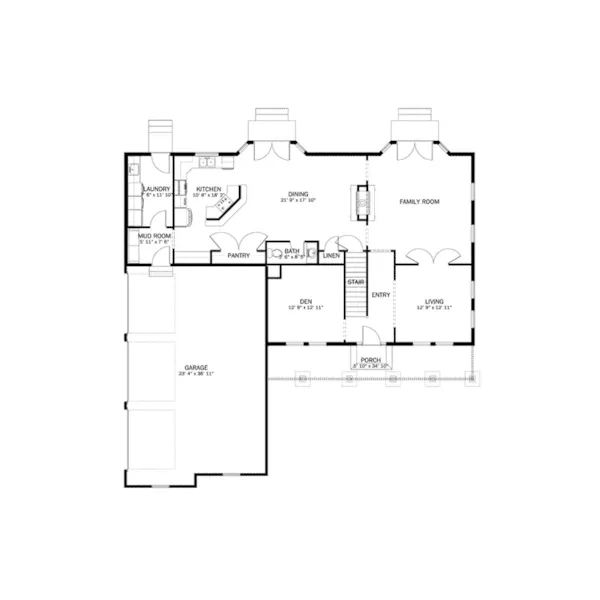 Farmhouse Plan First Floor - Adams Lane Traditional Home 172S-0001 - Search House Plans and More