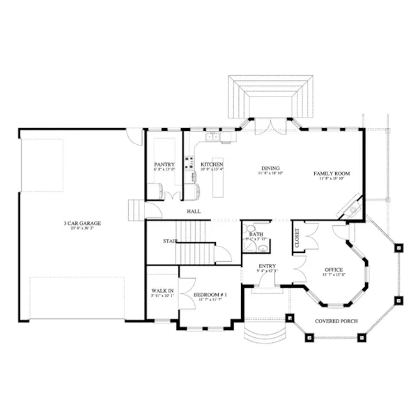 Southern House Plan First Floor - Williams Bay Country Home 172S-0004 - Shop House Plans and More