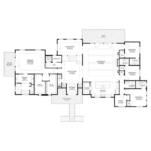 Beach & Coastal House Plan First Floor - 177D-0009 | House Plans and More