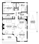 Ranch House Plan First Floor - Perrin Craftsman Cottage 180D-0005 | House Plans and More