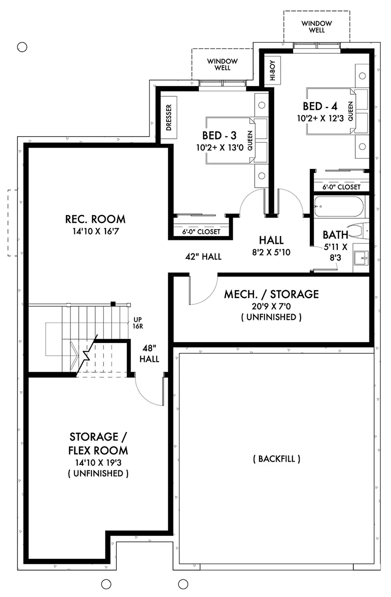 Cabin & Cottage House Plan Basement Floor - Rankin Ranch Home 180D-0006 | House Plans and More