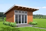 Waterfront House Plan Front of Home - Tilikum Modern Cabin 180D-0009 | House Plans and More