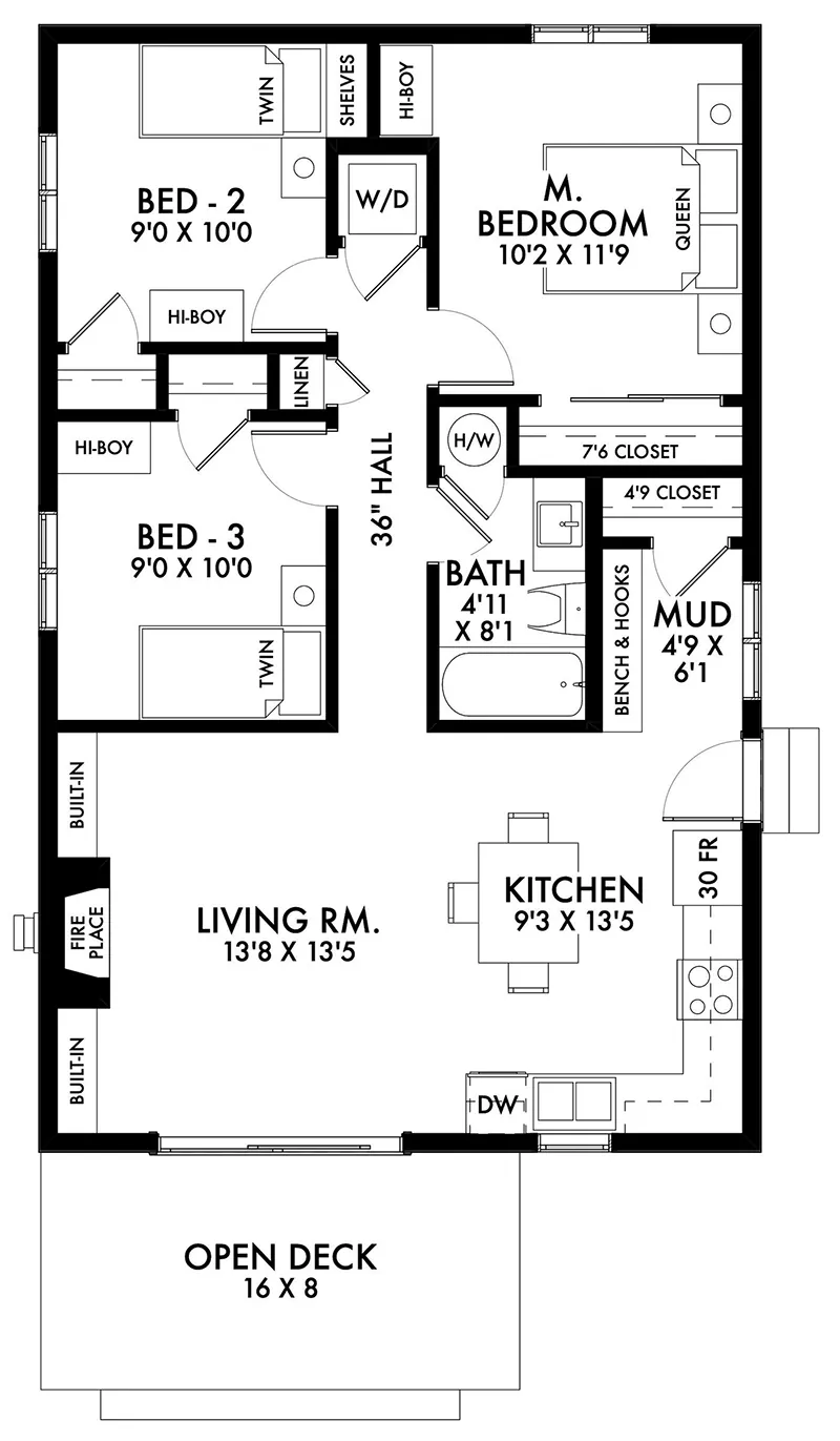 Lake House Plan First Floor - Weeks Bay Vacation Cottage 180D-0011 | House Plans and More