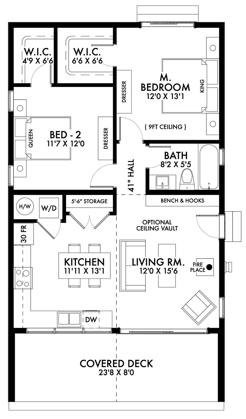 European House Plan First Floor - Big Sur Modern Cabin 180D-0018 | House Plans and More