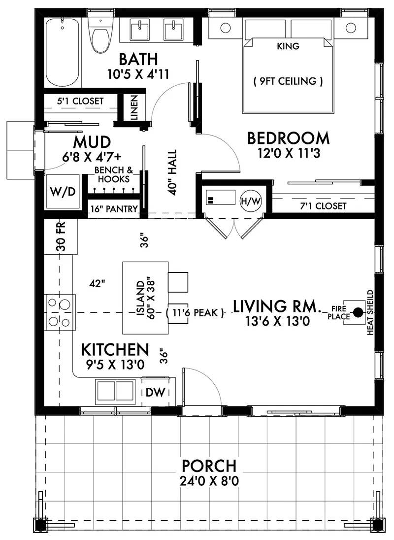 Modern Farmhouse Plan First Floor - Bay Tree Country Cottage 180D-0021 | House Plans and More