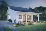 Modern Farmhouse Plan Front Night Photo - Bay Tree Country Cottage 180D-0021 | House Plans and More