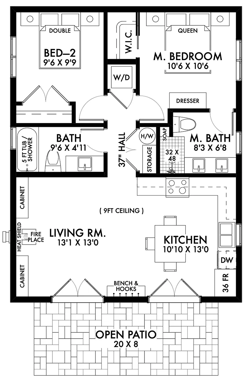 Cabin & Cottage House Plan First Floor - Point Comfort Modern Cottage 180D-0023 | House Plans and More