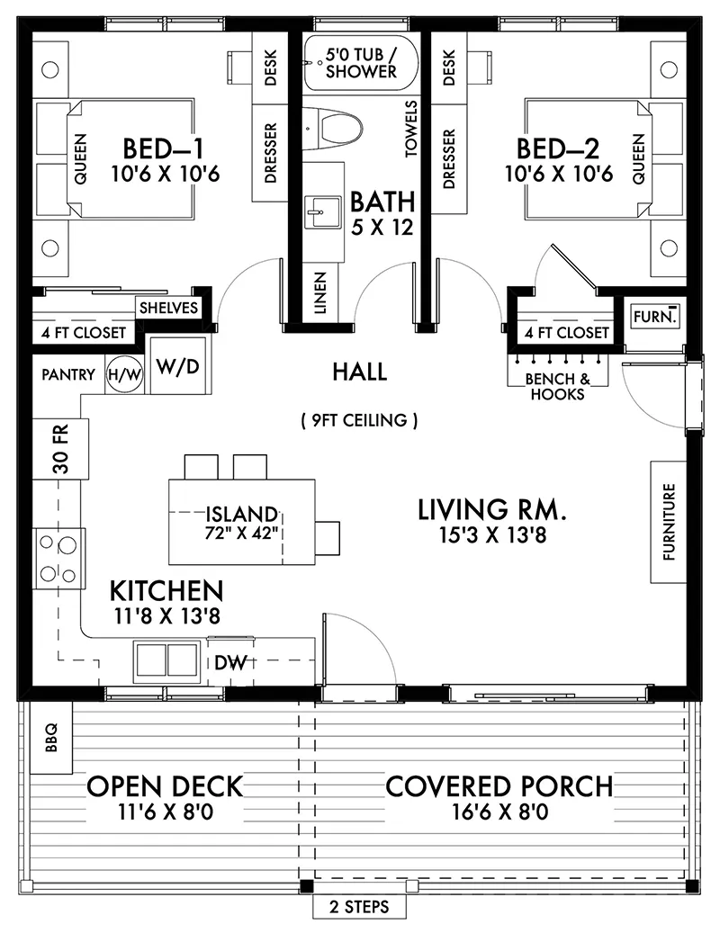 Cabin & Cottage House Plan First Floor - Lilyfield Country Cottage 180D-0025 | House Plans and More