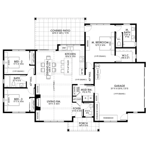 Country House Plan First Floor - Ladybug Lane Modern Farmhouse 180D-0054 | House Plans and More