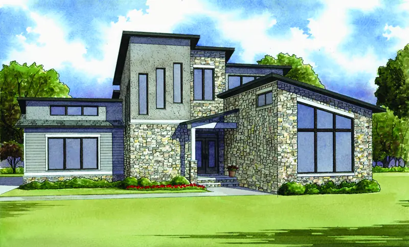 Contemporary House Plan Front of Home - Sunside View Modern Home 155D-0018 - Shop House Plans and More