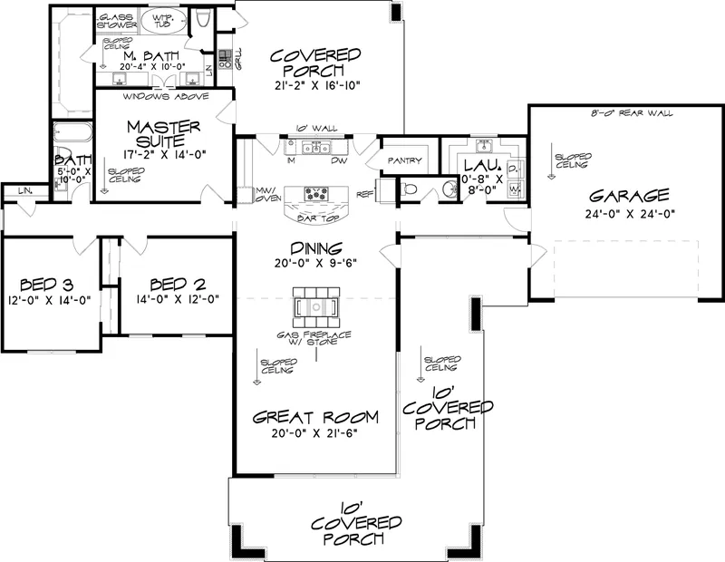 Sunbelt House Plan First Floor - Cameron Place Modern Home 155D-0019 - Search House Plans and More