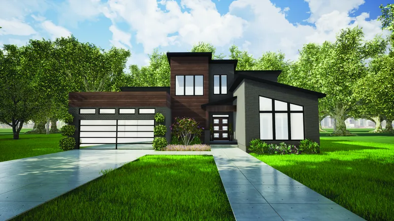 Modern House Plan Front of Home - Pallaton Rustic Modern Home 155D-0023 - Shop House Plans and More