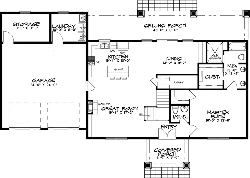 Country House Plan First Floor - Glenmare Rustic Country Home 155D-0057 - Search House Plans and More