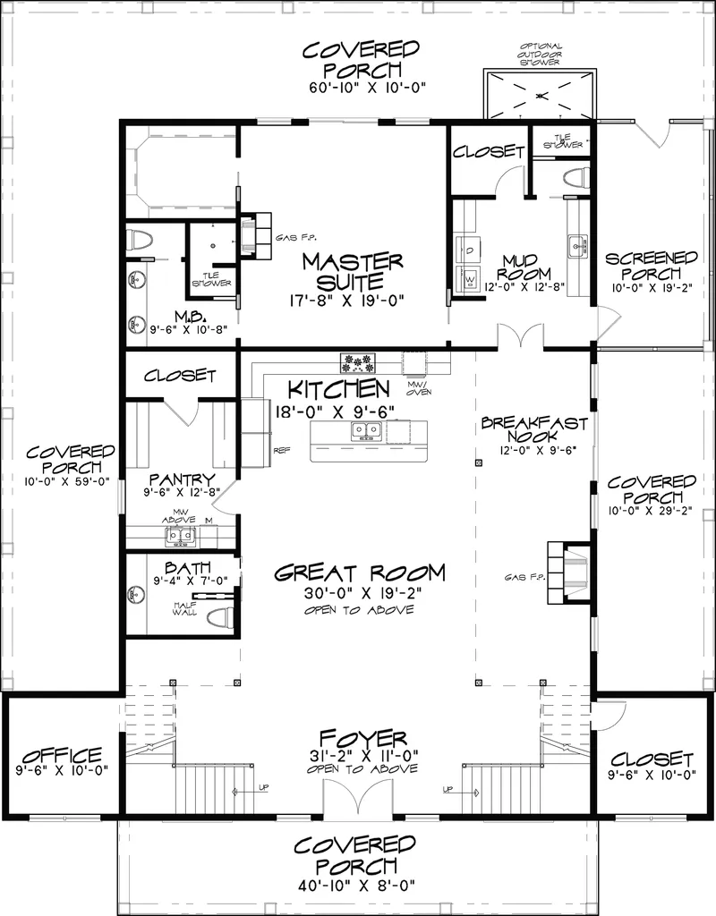 Country House Plan First Floor - Collin Farm Country Home 155D-0052 - Search House Plans and More