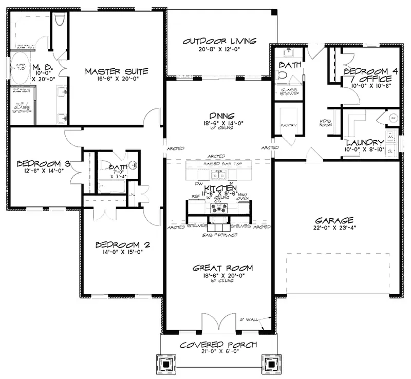 Ranch House Plan First Floor - Crixdale Contemporary Home 155D-0053 - Search House Plans and More