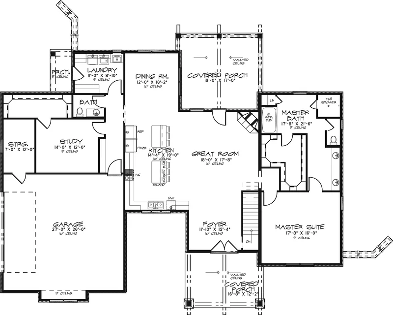 Rustic House Plan First Floor - Park City Rustic Ranch Home 155D-0074 - Shop House Plans and More