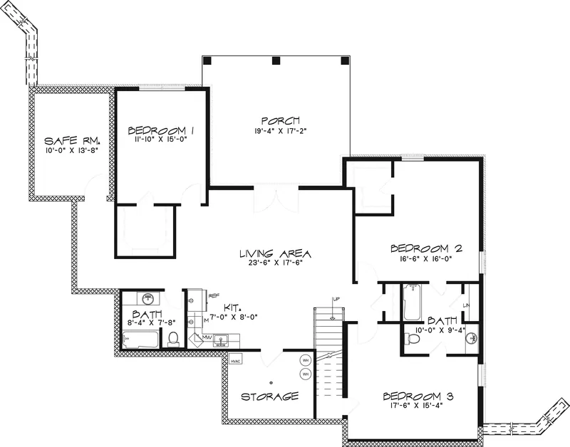 Rustic House Plan Lower Level Floor - Park City Rustic Ranch Home 155D-0074 - Shop House Plans and More