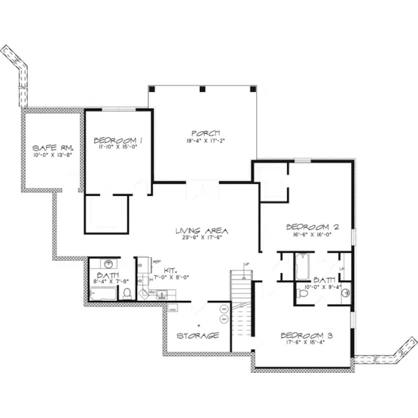 Country House Plan Lower Level Floor - Park City Rustic Ranch Home 155D-0074 - Shop House Plans and More