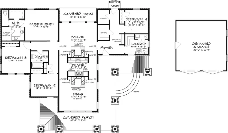 Rustic House Plan First Floor - Labonita Sunbelt Home 155D-0080 - Shop House Plans and More