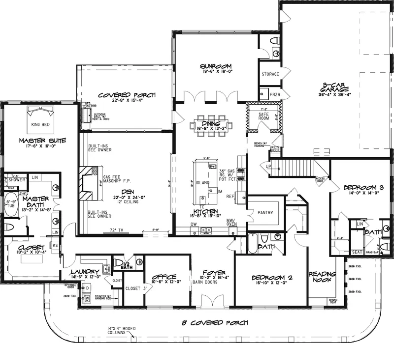 Southern House Plan First Floor - Farmers Grove Country Home 155D-0086 - Search House Plans and More