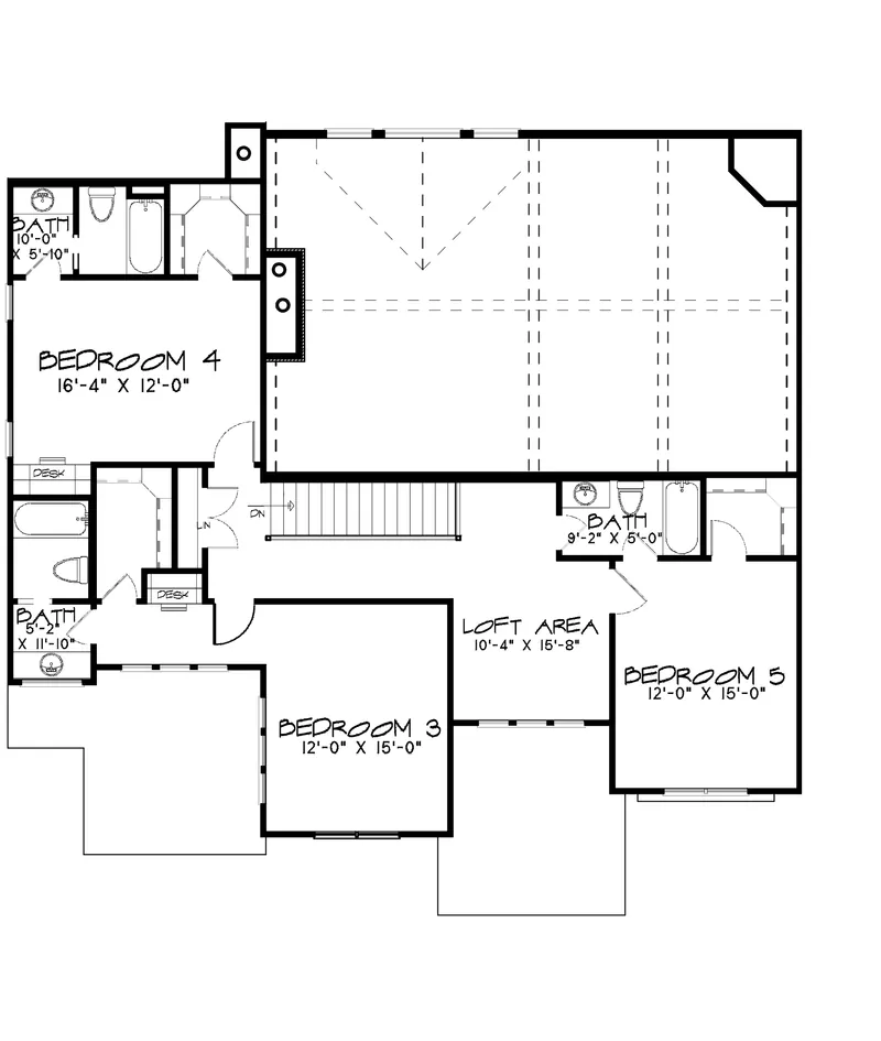 Modern House Plan Second Floor - 155D-0131 - Shop House Plans and More