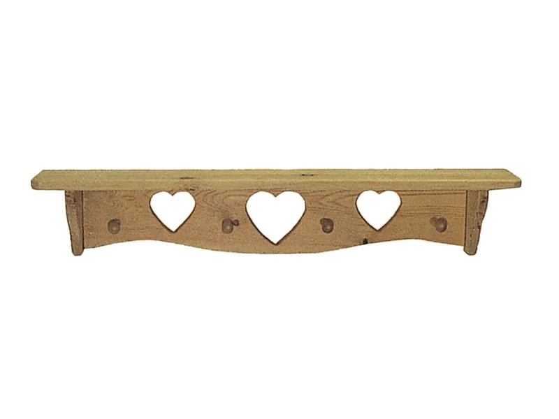 34" heart shelf offers a cute place for displaying collectibles