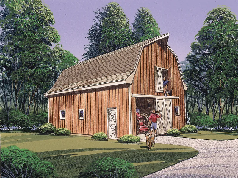 Multi-purpose barn has multiple windows and doors for accessing equipment easily 