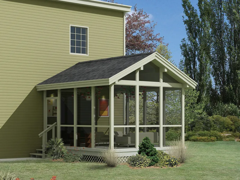 Screened porch design with cathedral ceiling above perfect addition for any house plan style