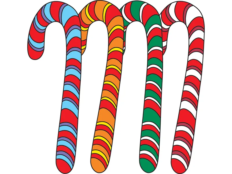 Four colorful candy canes in this yard art pattern