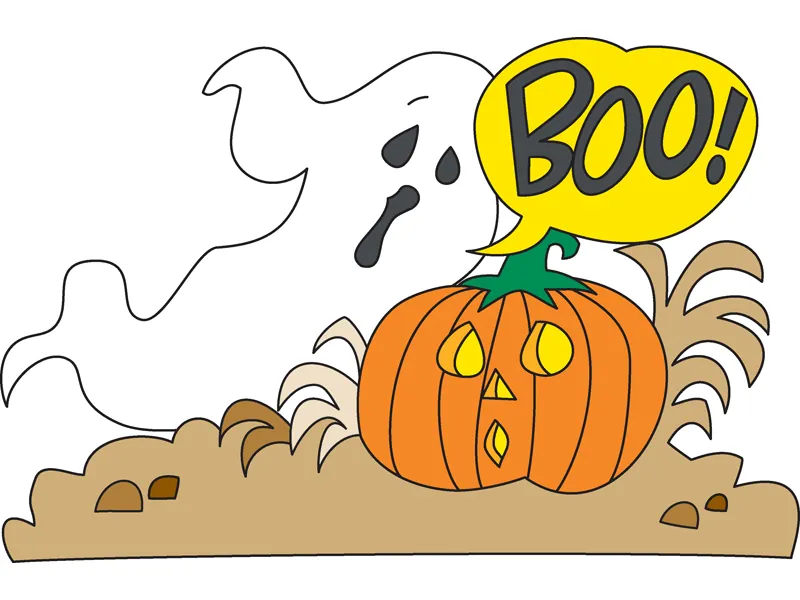 Boo pumpkin incorprates the holiday's favorite symbols