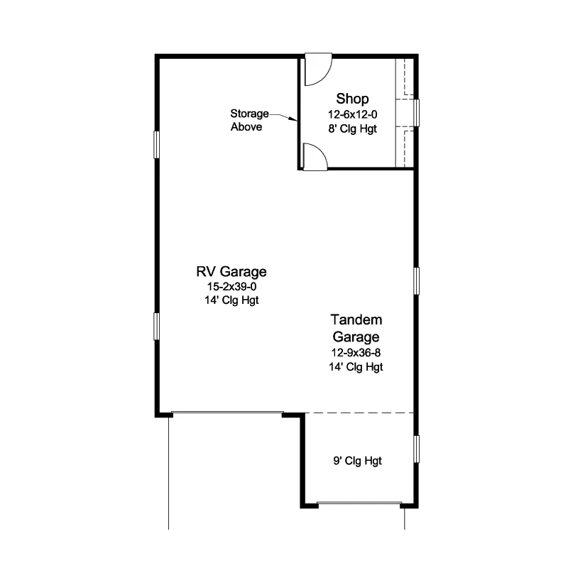 Building Plans First Floor - Galeton RV And Tandem Garage 009D-6011 | House Plans and More