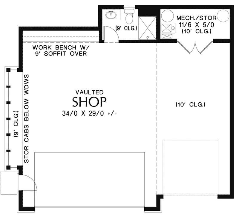Modern House Plan First Floor - Morley Garage Workshop 012D-6015 | House Plans and More