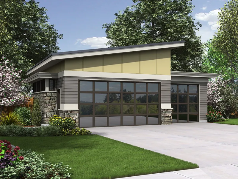 Modern House Plan Front of Home - Morley Garage Workshop 012D-6015 | House Plans and More