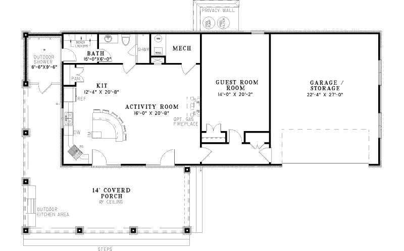 Building Plans First Floor - Platt Small Rustic Home 055D-1028 | House Plans and More