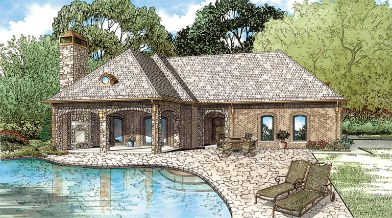 Building Plans Front of Home - Cabana Cove Poolside Structure 055D-1029 | House Plans and More