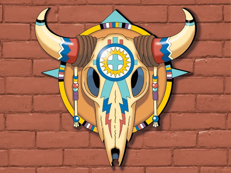 Steer skull yard art pattern has great Southwestern style