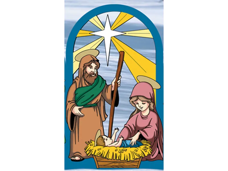 Beautiful arched designed nativity scene with Mary and Joseph