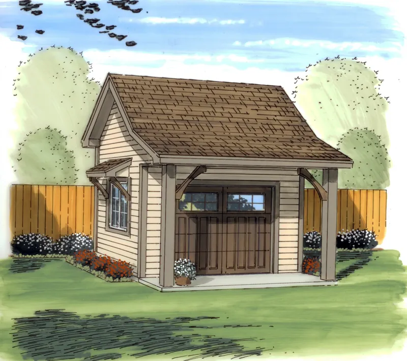 Building Plans Front Image - Martha Shed With Covered Porch 125D-4500 | House Plans and More