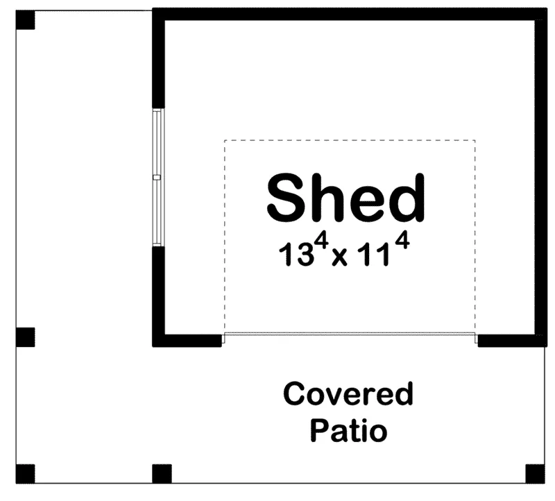 Building Plans First Floor - Jennar Shed With Large Porch 125D-4502 | House Plans and More