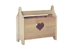 Heart magazine rack offers a place for keeping clutter at bay with charming country style