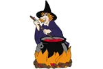 Witch with pot is a scary decoration for your backyard at Halloween