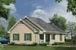 This is a four-car garage that looks like a quaint cottage style home plan on all one-story