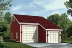 RV and regular sized garage has steep roof pitch and side windows for added sunlight