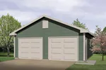 Two-car garage design has two separate garage doors and gabled front roof