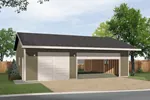 Three-car garage has drive through design and would look great with any house plan